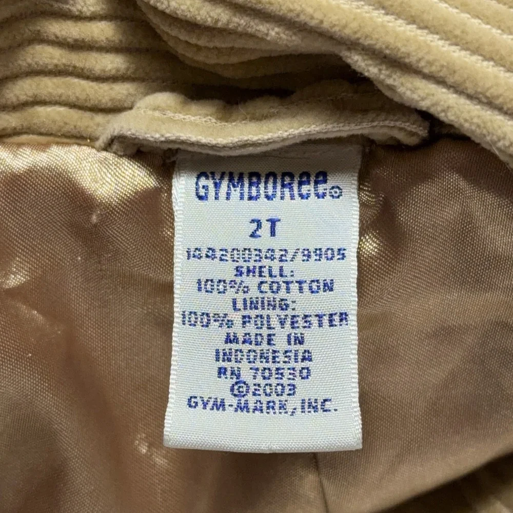 Vintage Gymboree Corduroy Pea Coat Toddler 2T Tan Double Breasted Classic Preppy